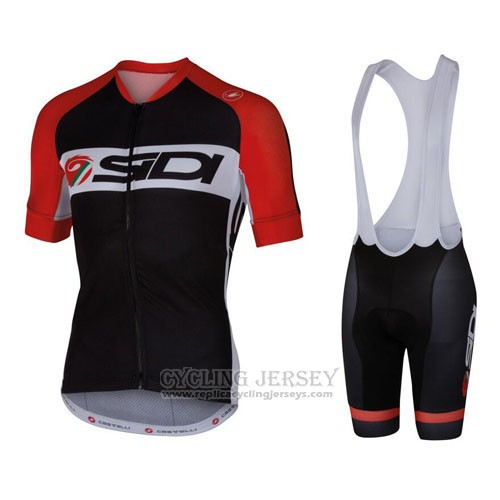 2016 Cycling Jersey Castelli SIDI Black and Red Short Sleeve and Bib Short